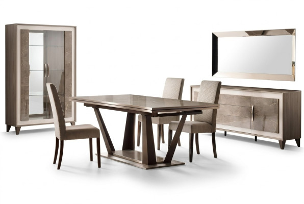 Luksusowe Meble Stół obiadowy Tabela jadalnia Salon Drewno Stal nierdzewna Design stoły Nowość