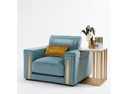 Fotel Club Lounge Design Lehn Krzesło Podkładka Sofa TV Niebieski arredoclassic