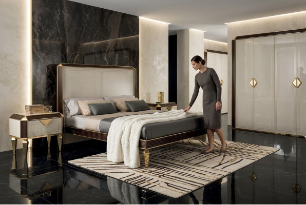 Łóżko łóżko Hotel Luxury Designer Double Marriage Sypialnia Beige arredoclassic