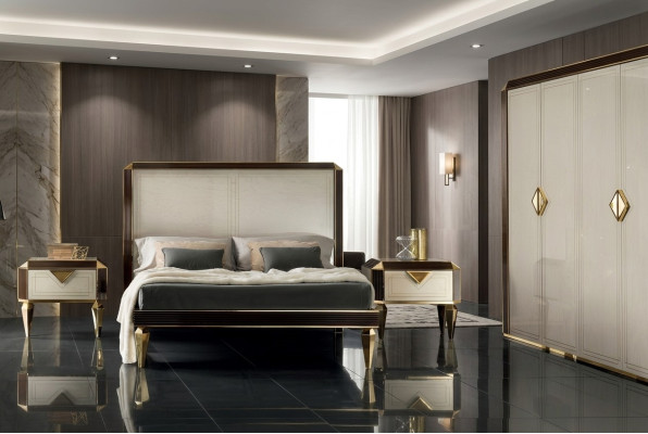 Łóżko łóżko Hotel Luxury Designer Double Marriage Sypialnia Beige arredoclassic