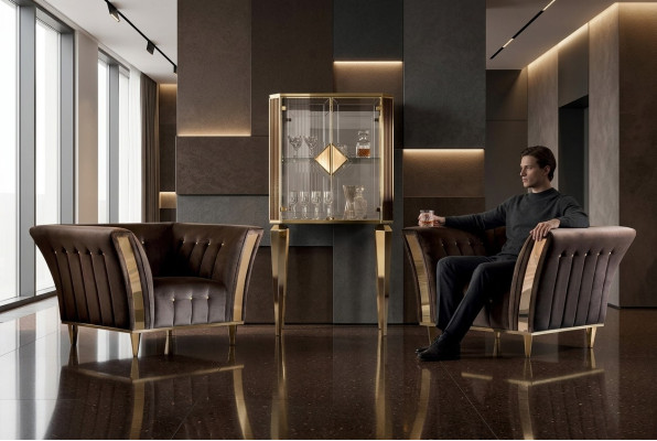 Fotel Club Lounge Lehn Krzesło Podkładka Sofa 1 miejsce siedzące TV Aksamit arredoclassic