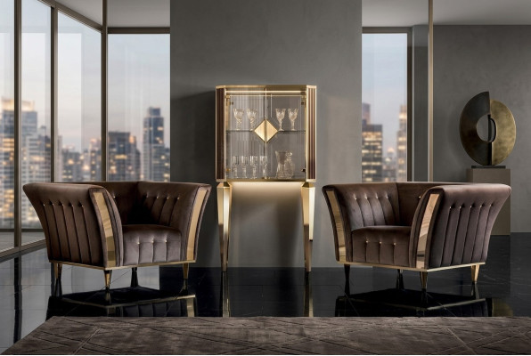 Fotel Club Lounge Lehn Krzesło Podkładka Sofa 1 miejsce siedzące TV Aksamit arredoclassic