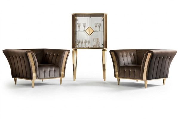 Fotel Club Lounge Lehn Krzesło Podkładka Sofa 1 miejsce siedzące TV Aksamit arredoclassic