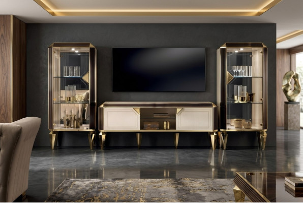 Designerski telewizor rtv Kredens Kredens Side Niska Szafa Półka Luxury Living Pokój Board