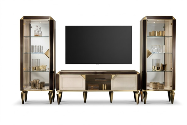 Designerski telewizor rtv Kredens Kredens Side Niska Szafa Półka Luxury Living Pokój Board