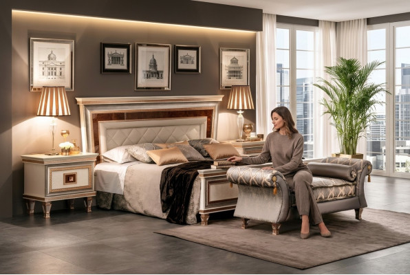 Designerskie łóżko łóżka tapicerowane 180x200 podwójne łóżko Podwójne łóżko arredoclassic Meble