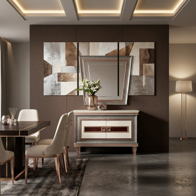 Konsole Tabela Kredens z Lustro Luxury Meble Zestaw konsola 2-częściowy. Wyprodukowane we Włoszech
