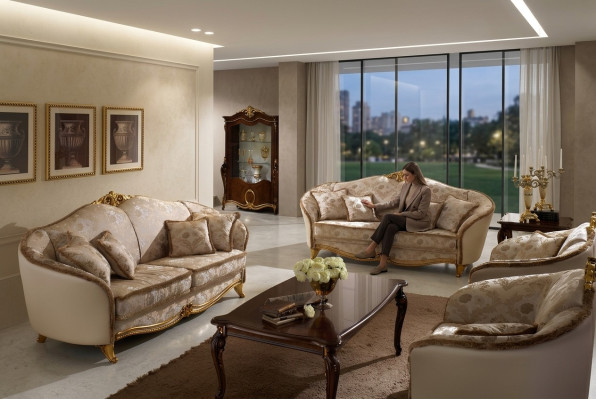 Sofa Zestaw sofowy 3+3 Zestaw Siedziba Design Podkładka Sofy Kanapa Ustawić arredoclassic