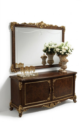 Klasyczna lśniąca ściana drewniana rama Lustro Meble Nowość 165x114 Szkło Design Rama