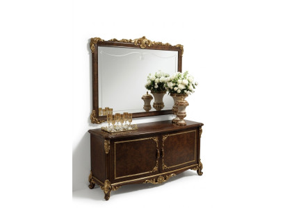 Klasyczna lśniąca ściana drewniana rama Lustro Meble Nowość 165x114 Szkło Design Rama