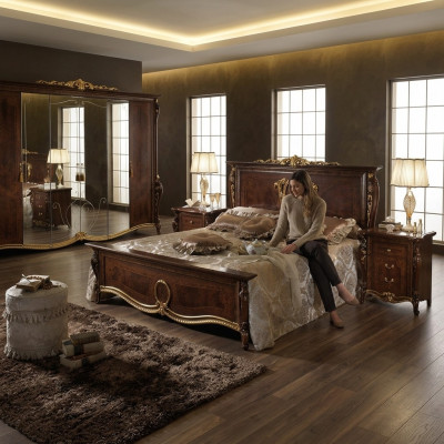 Łóżko Podkładka Classic Podwójne łóżko 180x200cm Drewno Hotel bed Sypialnia Nowość