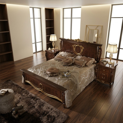 Łóżko Podkładka Classic Podwójne łóżko 180x200cm Drewno Hotel bed Sypialnia Nowość