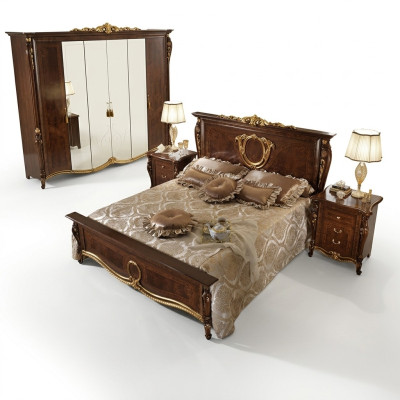 Łóżko Podkładka Classic Podwójne łóżko 180x200cm Drewno Hotel bed Sypialnia Nowość