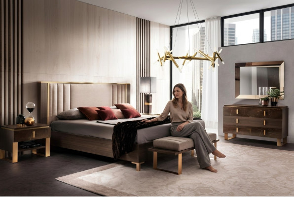 Design Sypialnia 6 szt. Kompletny zestaw Łóżko Stolik nocny Kredens Arredoclassic