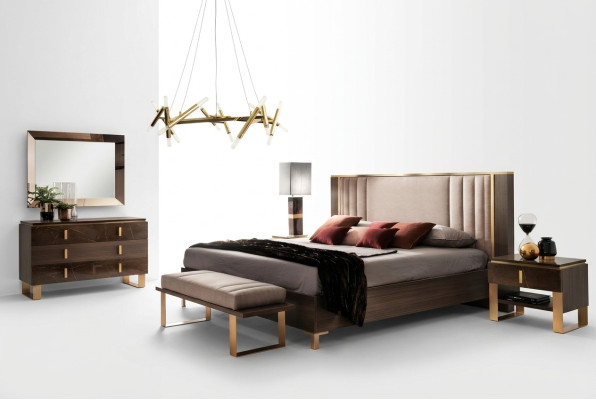 Luksusowe Zestawy Sypialnia Łóżko 2x Stolik nocny Classic Design łóżka Meble 3szt