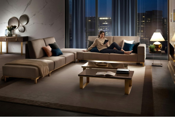Luksusowe Meble Narożnikowa kanapa L Shape Couch Design Tapicerka Włókienniczy Sofy Drewno Ustawić