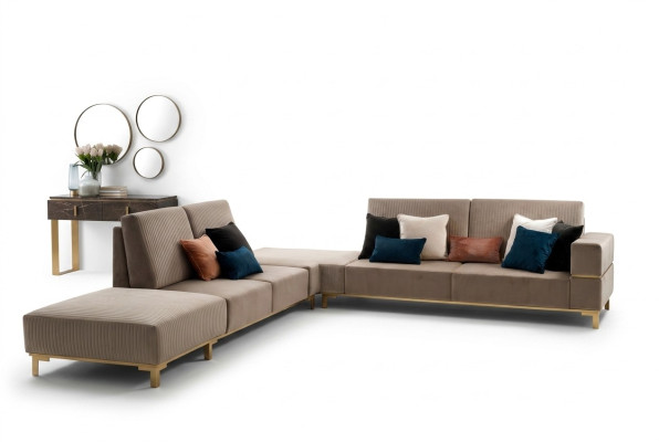 Luksusowe Meble Narożnikowa kanapa L Shape Couch Design Tapicerka Włókienniczy Sofy Drewno Ustawić