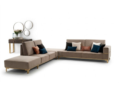 Luksusowe Meble Narożnikowa kanapa L Shape Couch Design Tapicerka Włókienniczy Sofy Drewno Ustawić