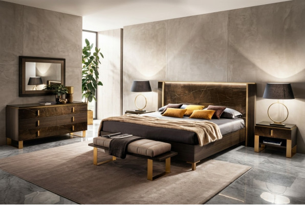 Sypialnia Zestaw Łóżko 2x Stolik nocny Kredens łóżka Double Hotel Podkładka 6-częściowa.