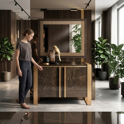 Meble Style Classic 2-częściowy zestaw Kredens z Lustro Luxury Italian Meble