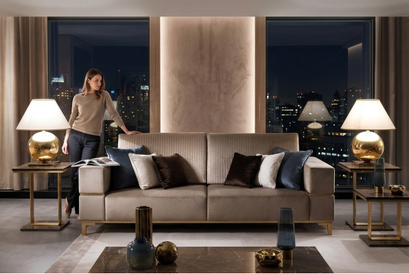 Sofa trzyosobowa Classic Couch Podkładka 3 miejsce siedzące Włókienniczy Kanapy Materiał Nowy