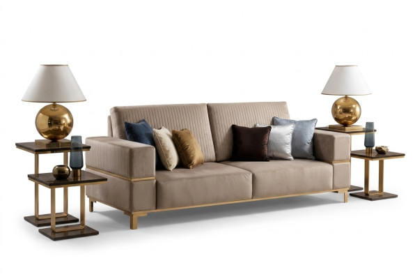 Sofa trzyosobowa Classic Couch Podkładka 3 miejsce siedzące Włókienniczy Kanapy Materiał Nowy
