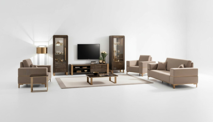 Jednostka ścienna Szafka pod telewizor Elegante Gablota Living Room Design Classic 3-częściowa.