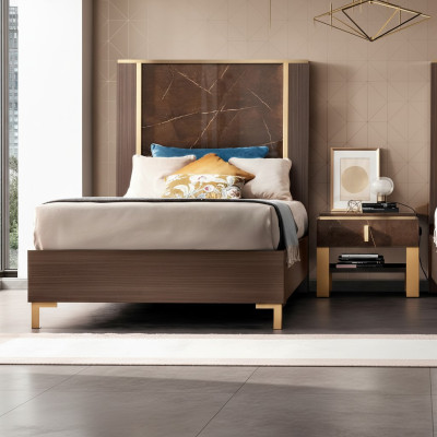 Łóżko Stolik nocny Sypialnia Łóżko tapicerowane Classic Designer Meble arredoclassic