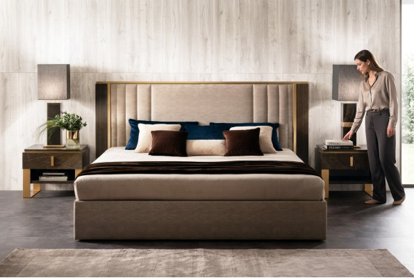 Łóżko 2x Stolik nocny Design Sypialnia 3szt. Klasyczny Luksusowy Zestaw Łóżek Meble
