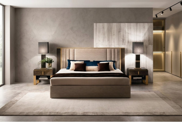 Łóżko 2x Stolik nocny Design Sypialnia 3szt. Klasyczny Luksusowy Zestaw Łóżek Meble