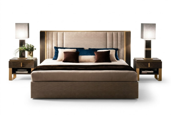 Łóżko 2x Stolik nocny Design Sypialnia 3szt. Klasyczny Luksusowy Zestaw Łóżek Meble