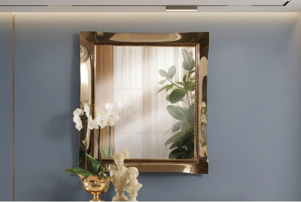 Klasyczne lustro ścienne z ramą drewnianą Lustro Meble Lustro wiszące Szkło Rama Ściana