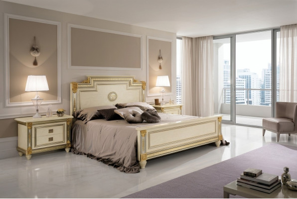 Łóżko 2x Stolik nocny Design Sypialnia Classic 3-częściowy. Luksusowy zestaw łóżek Meble