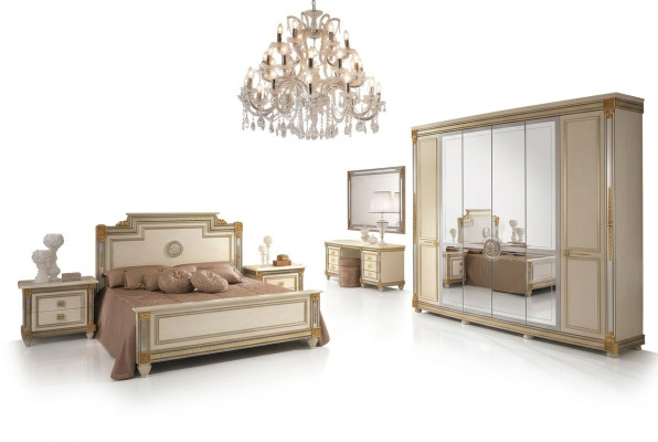 Sypialnia Set Design Modern Luxury Meble Łóżko 2x Stolik nocny 7 szt. Włochy Nowe