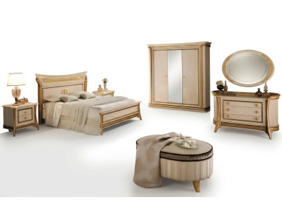 Sypialnia Zestaw Design Łóżko 2x Stolik nocny Kredens Stołek arredoclassic 7-częściowy.