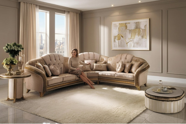 Narożnikowa kanapa Sofa w kształcie litery L Żywy krajobraz Ustawić Podkładkę Materiał Couch Design Meble