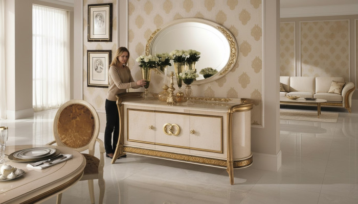 Kredens Drewno Meble Baroque z Lustro Luksusowe Meble Włoskie 2-częściowe Ustawić Nowe