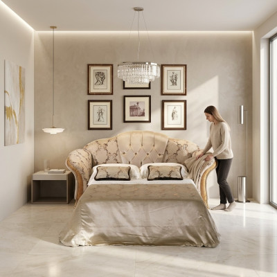 Sofa 3 miejsce do siedzenia Sofa z funkcją łóżka włókienniczego Material Meble Podkładka arredoclassic