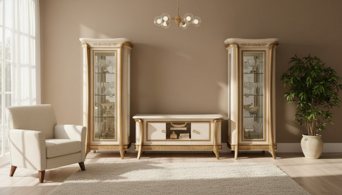 Kredens do salonu 2x Gablota 3-częściowy. Jednostka ścienna Meble arredoclassic Set Design