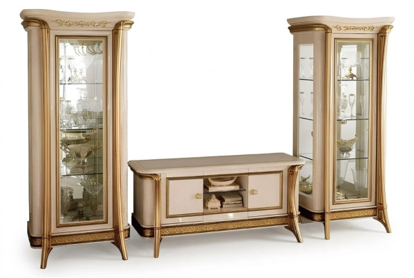 Kredens do salonu 2x Gablota 3-częściowy. Jednostka ścienna Meble arredoclassic Set Design