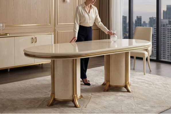 jadalnia Salon Klasyczny Beż arredoclassic Stół obiadowy Design Drewno Tabela