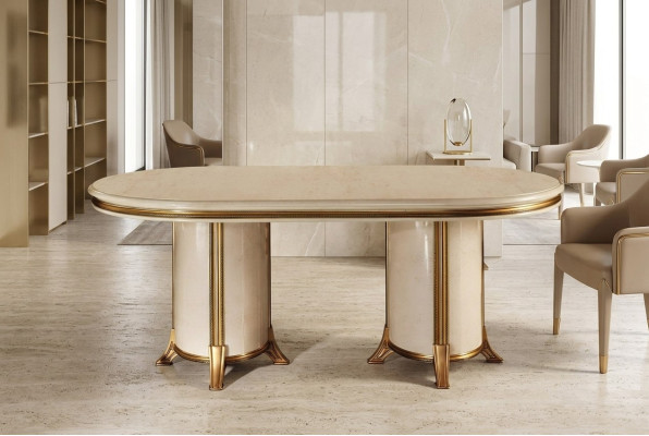 jadalnia Salon Klasyczny Beż arredoclassic Stół obiadowy Design Drewno Tabela