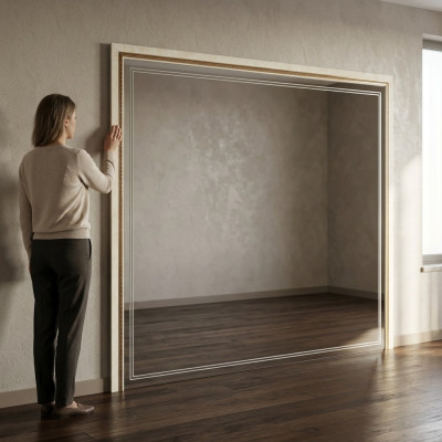 Lustro lustro ścienne designerskie deski podłogowe do salonu Drewno Design 270x215 arredoclassic