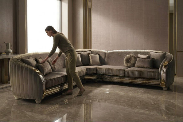 Sofa Sofa skórzana w kształcie litery L kanapa Żywy krajobraz Ustaw Design Narożnikowa kanapa arredoclassic