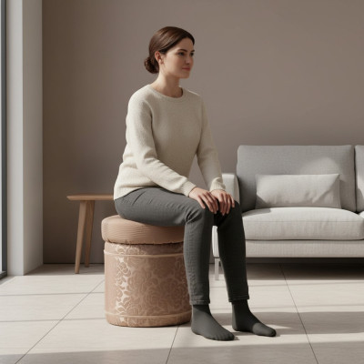 Stołek Stołek Tapicerowany Stopka Zgłoszenie Meble Living Ławki Siedziba Włókienniczy Brown Design