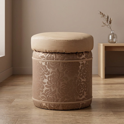 Stołek Stołek Tapicerowany Stopka Zgłoszenie Meble Living Ławki Siedziba Włókienniczy Brown Design