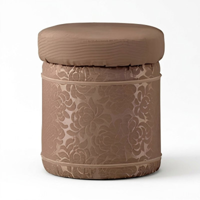 Stołek Stołek Tapicerowany Stopka Zgłoszenie Meble Living Ławki Siedziba Włókienniczy Brown Design