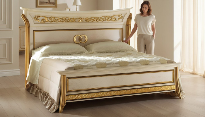 Łóżko Design Luksusowe podwójne łóżko hotelowe Sleep Pokój 180x200 arredoclassic Meble