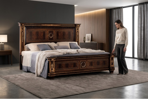 Sypialnia Hotelowe łóżka Double Łóżko Design Drewno 180x200cm Meble arredoclassic