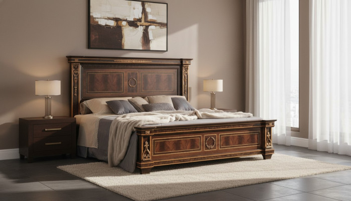 Sypialnia Hotelowe łóżka Double Łóżko Design Drewno 180x200cm Meble arredoclassic